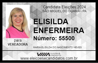 Candidato ELISILDA ENFERMEIRA 2024 - SÃO MIGUEL DO GUAMÁ - Eleições