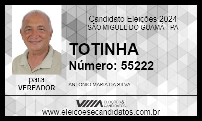 Candidato TOTINHA 2024 - SÃO MIGUEL DO GUAMÁ - Eleições