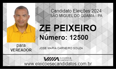 Candidato ZE PEIXEIRO 2024 - SÃO MIGUEL DO GUAMÁ - Eleições