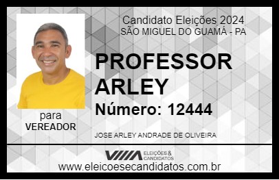 Candidato PROFESSOR ARLEY 2024 - SÃO MIGUEL DO GUAMÁ - Eleições