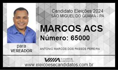 Candidato MARCOS ACS 2024 - SÃO MIGUEL DO GUAMÁ - Eleições