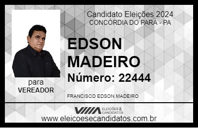 Candidato EDSON MADEIRO 2024 - CONCÓRDIA DO PARÁ - Eleições