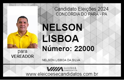 Candidato NELSON LISBOA 2024 - CONCÓRDIA DO PARÁ - Eleições