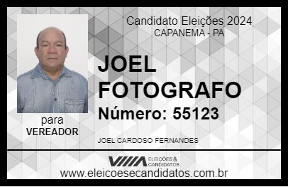 Candidato JOEL FOTOGRAFO 2024 - CAPANEMA - Eleições