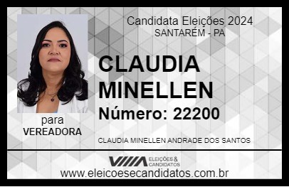 Candidato CLAUDIA MINELLEN 2024 - SANTARÉM - Eleições