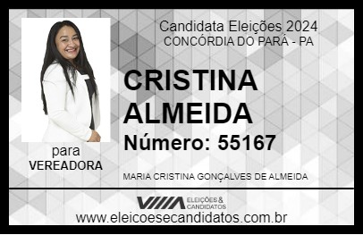 Candidato CRISTINA ALMEIDA 2024 - CONCÓRDIA DO PARÁ - Eleições