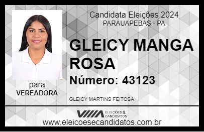 Candidato GLEICY MANGA ROSA 2024 - PARAUAPEBAS - Eleições