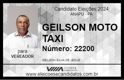 Candidato GEILSON MOTO TAXI 2024 - ANAPU - Eleições