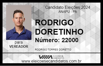 Candidato RODRIGO DORETINHO 2024 - ANAPU - Eleições