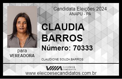 Candidato CLAUDIA BARROS 2024 - ANAPU - Eleições