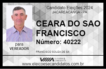 Candidato CEARA  DO SAO FRANCISCO 2024 - JACAREACANGA - Eleições