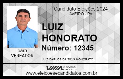 Candidato LUIZ HONORATO 2024 - AVEIRO - Eleições