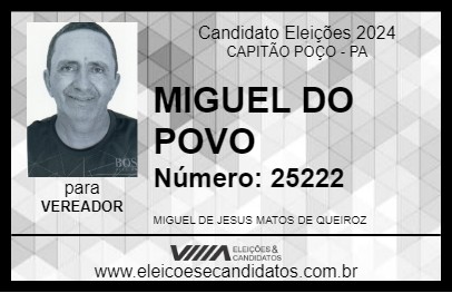 Candidato MIGUEL DO POVO 2024 - CAPITÃO POÇO - Eleições