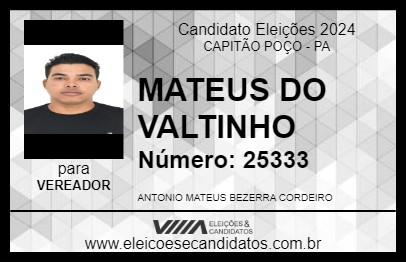 Candidato MATEUS DO VALTINHO 2024 - CAPITÃO POÇO - Eleições