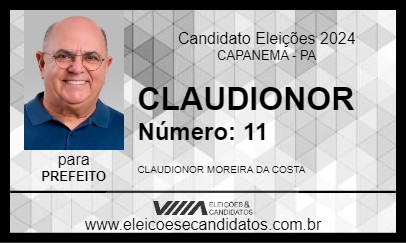 Candidato CLAUDIONOR 2024 - CAPANEMA - Eleições