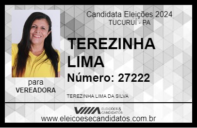 Candidato TEREZINHA LIMA 2024 - TUCURUÍ - Eleições