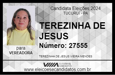 Candidato TEREZINHA DE JESUS 2024 - TUCURUÍ - Eleições