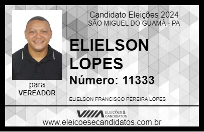 Candidato ELIELSON LOPES 2024 - SÃO MIGUEL DO GUAMÁ - Eleições