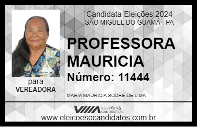 Candidato PROFESSORA MAURICIA 2024 - SÃO MIGUEL DO GUAMÁ - Eleições