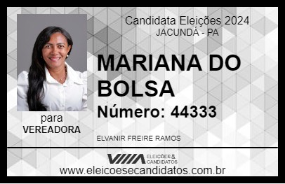 Candidato MARIANA DO BOLSA 2024 - JACUNDÁ - Eleições