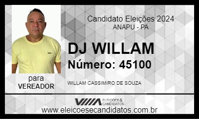 Candidato DJ WILLAM 2024 - ANAPU - Eleições