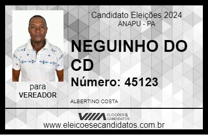 Candidato NEGUINHO DO CD 2024 - ANAPU - Eleições