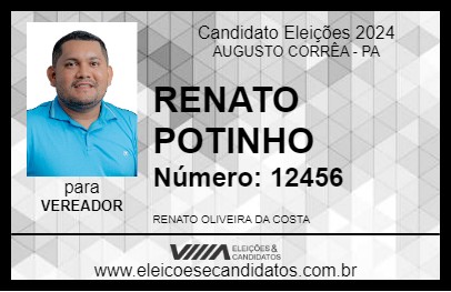 Candidato RENATO POTINHO 2024 - AUGUSTO CORRÊA - Eleições