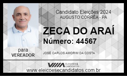 Candidato ZECA DO ARAÍ 2024 - AUGUSTO CORRÊA - Eleições