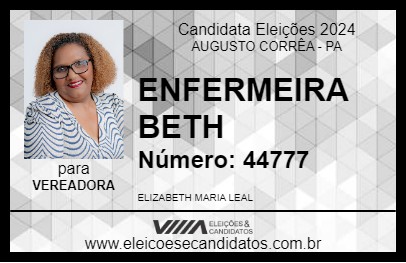 Candidato ENFERMEIRA BETH 2024 - AUGUSTO CORRÊA - Eleições