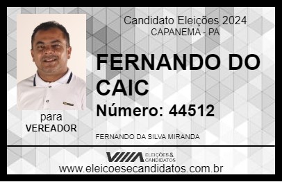 Candidato FERNANDO DO CAIC 2024 - CAPANEMA - Eleições