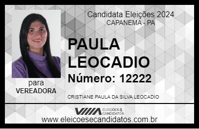 Candidato PAULA LEOCADIO 2024 - CAPANEMA - Eleições