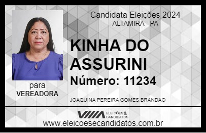 Candidato KINHA DO ASSURINI 2024 - ALTAMIRA - Eleições