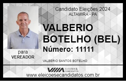 Candidato VALBERIO BOTELHO (BEL) 2024 - ALTAMIRA - Eleições