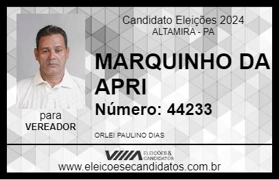 Candidato MARQUINHO DA APRI 2024 - ALTAMIRA - Eleições