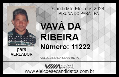 Candidato VAVÁ DA RIBEIRA 2024 - IPIXUNA DO PARÁ - Eleições