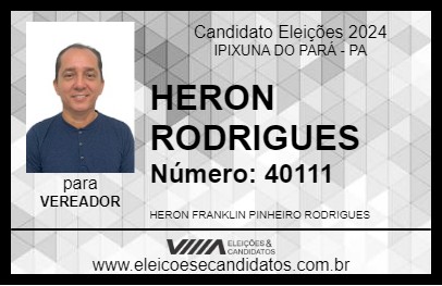 Candidato HERON RODRIGUES 2024 - IPIXUNA DO PARÁ - Eleições