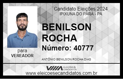 Candidato BENILSON ROCHA 2024 - IPIXUNA DO PARÁ - Eleições