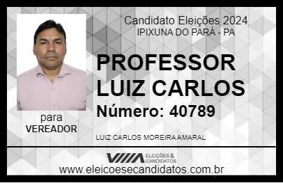 Candidato PROFESSOR LUIZ CARLOS 2024 - IPIXUNA DO PARÁ - Eleições