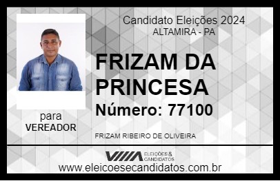 Candidato FRIZAM DA PRINCESA 2024 - ALTAMIRA - Eleições