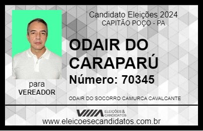 Candidato ODAIR DO CARAPARÚ 2024 - CAPITÃO POÇO - Eleições