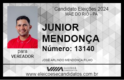 Candidato JUNIOR MENDONÇA 2024 - MÃE DO RIO - Eleições