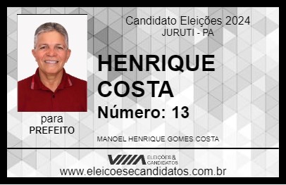 Candidato HENRIQUE COSTA 2024 - JURUTI - Eleições