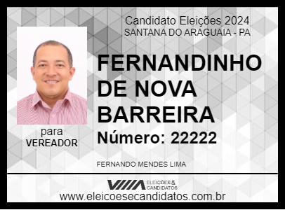 Candidato FERNANDINHO DE NOVA BARREIRA 2024 - SANTANA DO ARAGUAIA - Eleições