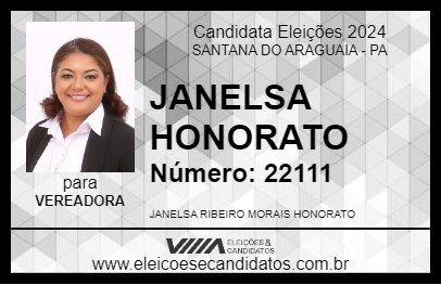 Candidato JANELSA HONORATO 2024 - SANTANA DO ARAGUAIA - Eleições