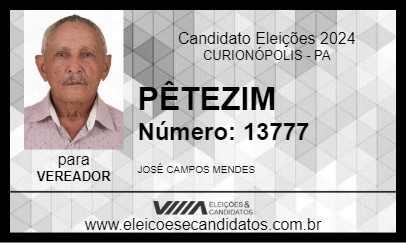 Candidato PÊTEZIM 2024 - CURIONÓPOLIS - Eleições