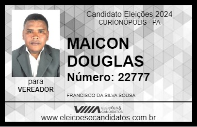 Candidato MAICON DOUGLAS 2024 - CURIONÓPOLIS - Eleições