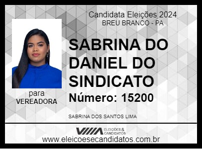 Candidato SABRINA DO DANIEL DO SINDICATO 2024 - BREU BRANCO - Eleições