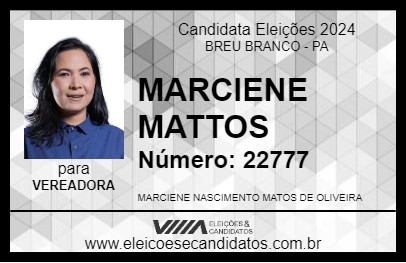 Candidato MARCIENE MATTOS 2024 - BREU BRANCO - Eleições