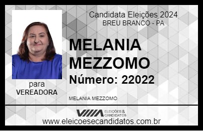 Candidato MELANIA MEZZOMO 2024 - BREU BRANCO - Eleições