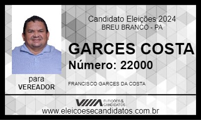 Candidato GARCES COSTA 2024 - BREU BRANCO - Eleições